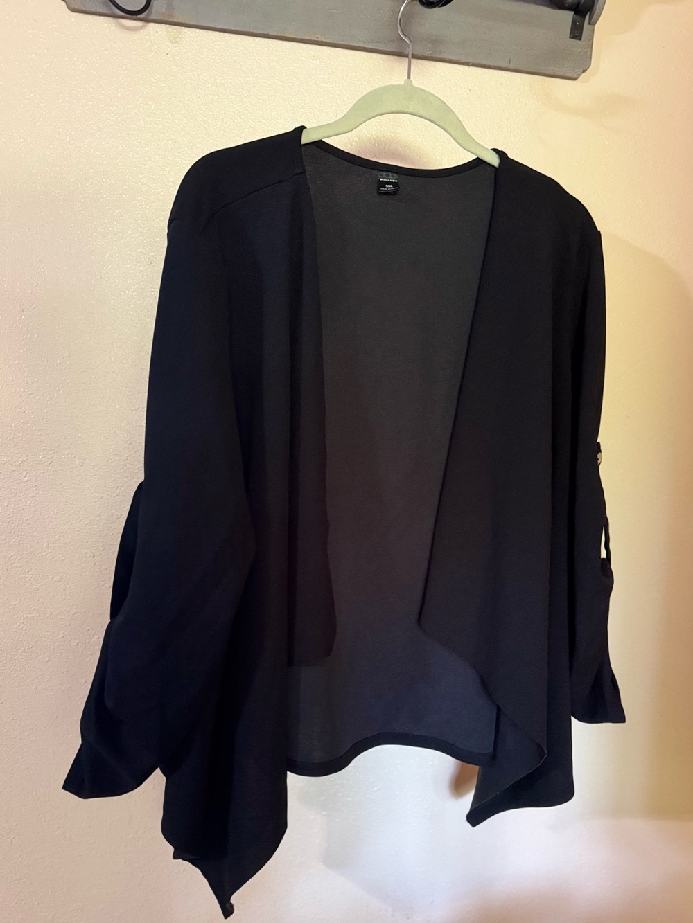SHEIN Black Open Draped Lightweight Jacket